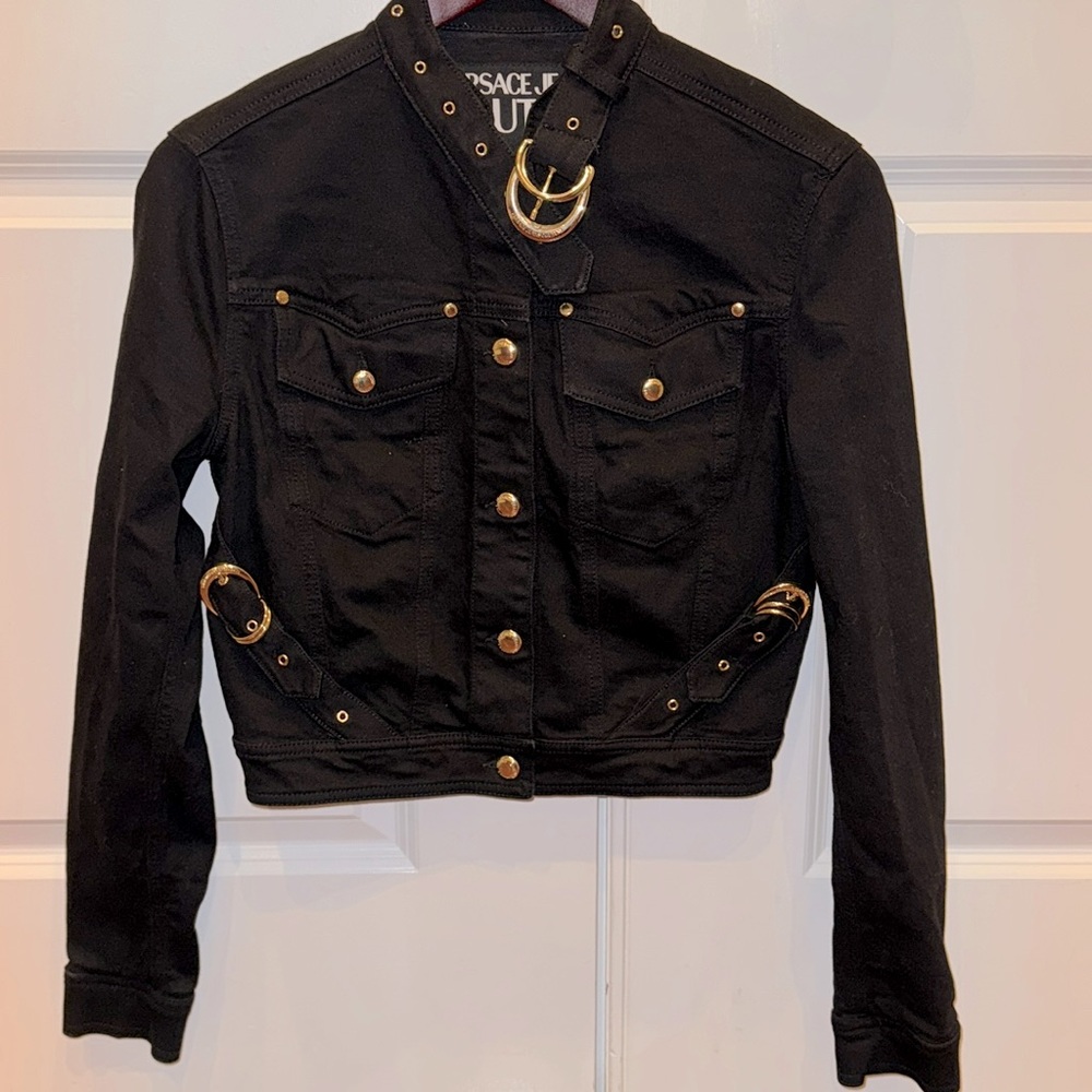 Versace Jeans Collection Black Jacket with Gold Hardware